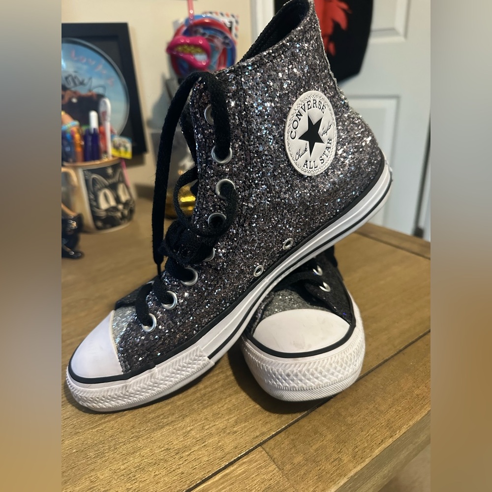Custom Converse All Star Glitter High-Tops Women’s 9 Men’s 7